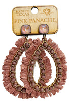 Pink Panache 10mm Bronze Dusty Pink Cushion Cut Post On Dusty Pink Bead And Raffia Teardrop Earring-Earrings-Pink Panache-Deja Nu Boutique, Women's Fashion Boutique in Lampasas, Texas