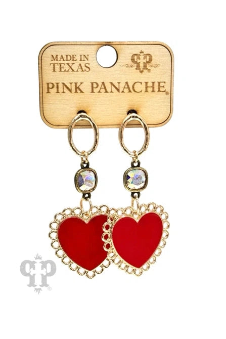 Pink Panache Chain Link Enamel Red Heart Earring-Earrings-Pink Panache-Deja Nu Boutique, Women's Fashion Boutique in Lampasas, Texas