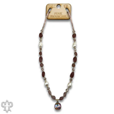 Pink Panache Freshwater Pearl & Quartz Necklace with Pink Austrian Crystal Pendant-Necklaces-Pink Panache-Deja Nu Boutique, Women's Fashion Boutique in Lampasas, Texas