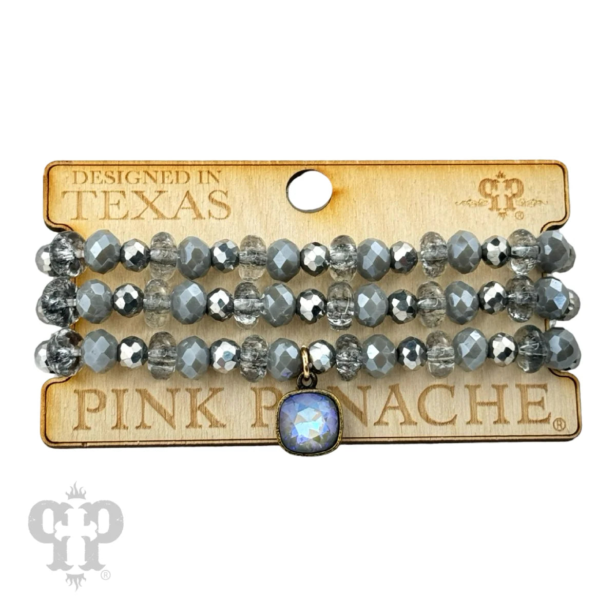 Pink Panache Gray Austrian Crystal Beaded Bracelet Set-Bracelets-Pink Panache-Deja Nu Boutique, Women's Fashion Boutique in Lampasas, Texas