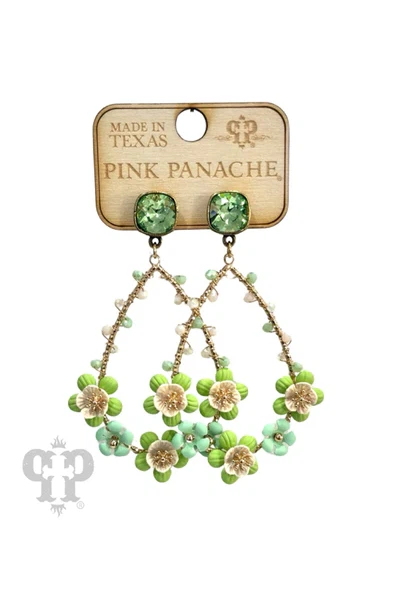 Pink Panache Green Flower Teardrop Earring-Earrings-Pink Panache-Deja Nu Boutique, Women's Fashion Boutique in Lampasas, Texas