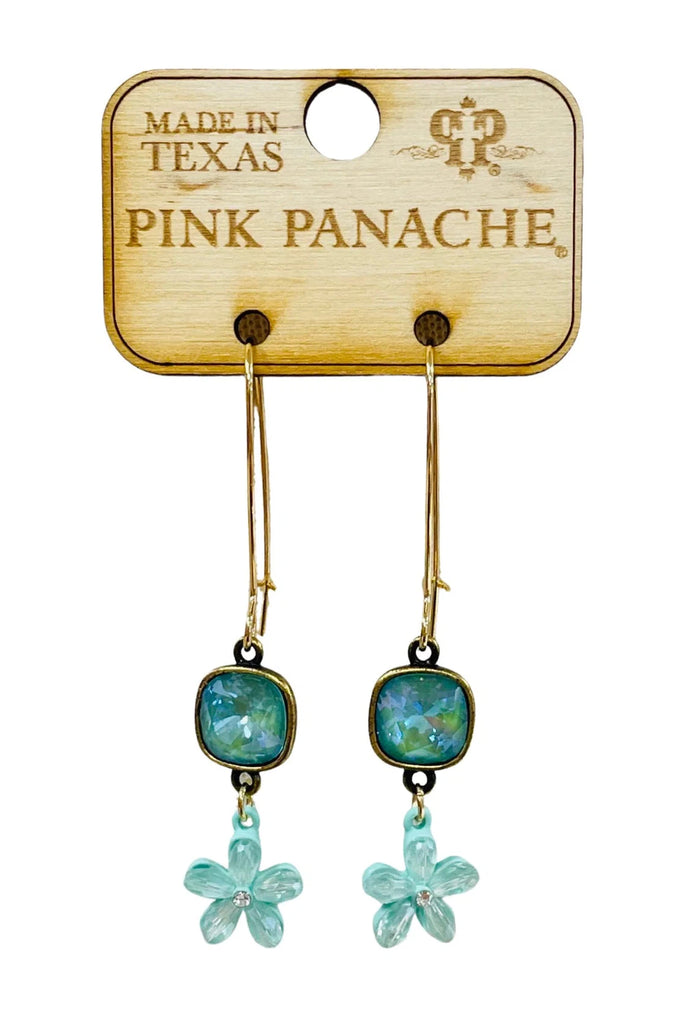 Pink Panache Mint Flower Earring With Sage Rhinestone-Earrings-Pink Panache-Deja Nu Boutique, Women's Fashion Boutique in Lampasas, Texas