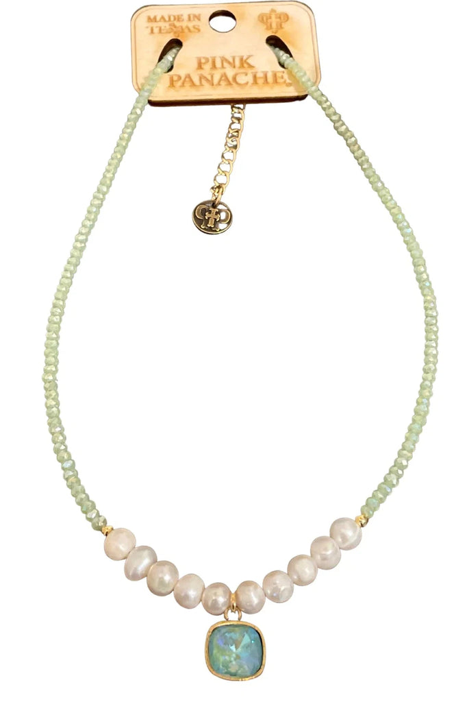 Pink Panache Mint Green Crystal Bead Necklace-Necklaces-Pink Panache-Deja Nu Boutique, Women's Fashion Boutique in Lampasas, Texas