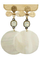 Pink Panache Mother-Of-Pearl Look Round Disc On 3 Petal Flower Post Earring-Earrings-Pink Panache-Deja Nu Boutique, Women's Fashion Boutique in Lampasas, Texas