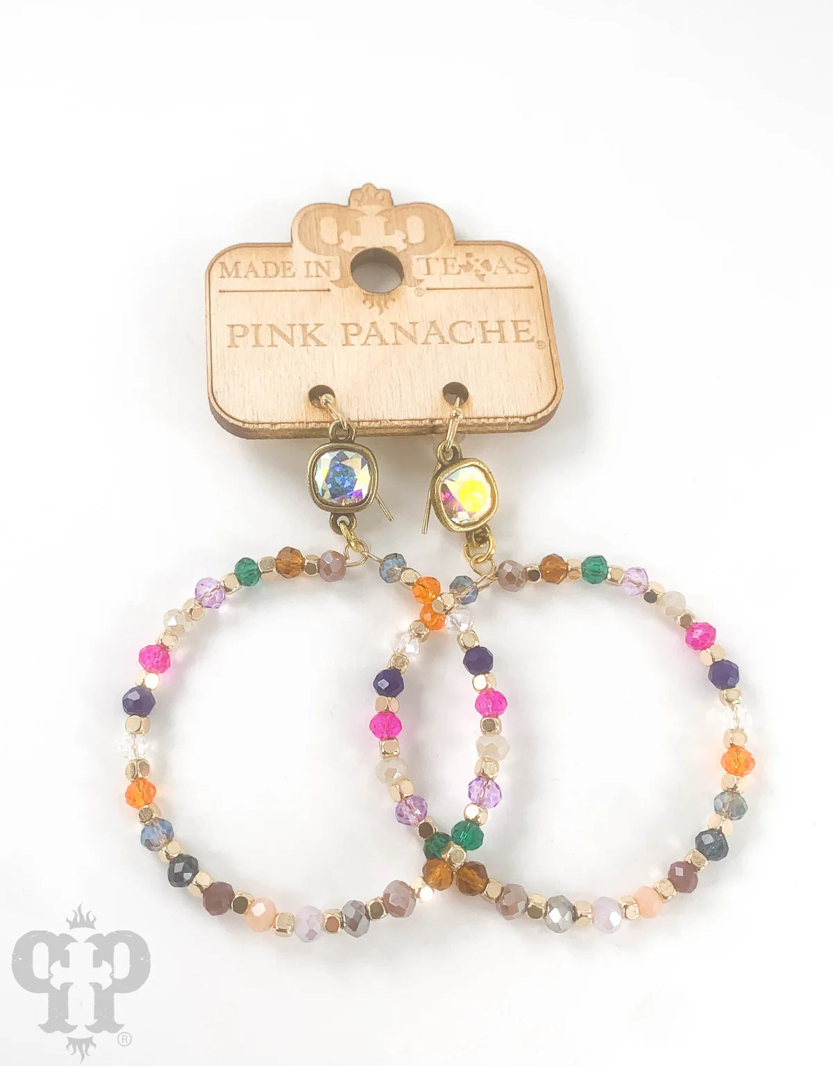 Pink Panache Multicolor Beaded Circle Earrings with Austrian Crystal-Earrings-Pink Panache-Deja Nu Boutique, Women's Fashion Boutique in Lampasas, Texas