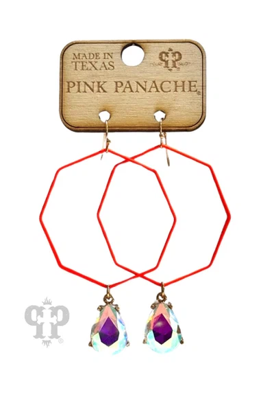 Pink Panache Neon Orange Octagon AB Rhinestone Earring-Earrings-Pink Panache-Deja Nu Boutique, Women's Fashion Boutique in Lampasas, Texas