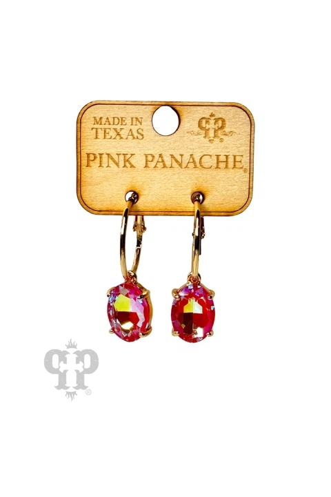 Pink Panache Oval Rhinestone Drop Earring In Fuchsia-Earrings-Pink Panache-Deja Nu Boutique, Women's Fashion Boutique in Lampasas, Texas