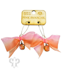 Pink Panache Peach Chiffon Bow Earring With Austrian Crystal Drop-Earrings-Pink Panache-Deja Nu Boutique, Women's Fashion Boutique in Lampasas, Texas