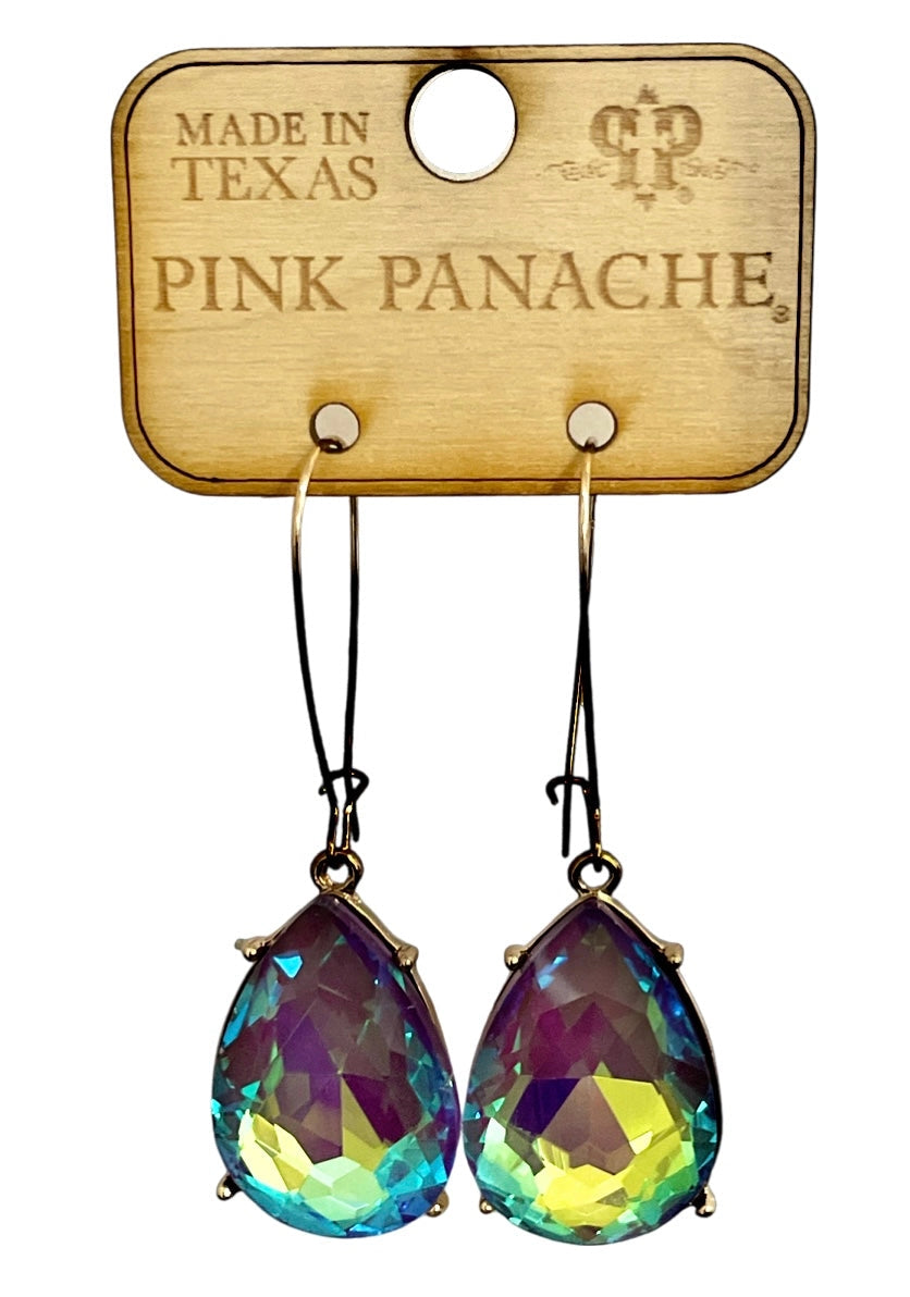 Pink Panache Purple AB Rhinestone Teardrop Earring-Earrings-Pink Panache-Deja Nu Boutique, Women's Fashion Boutique in Lampasas, Texas