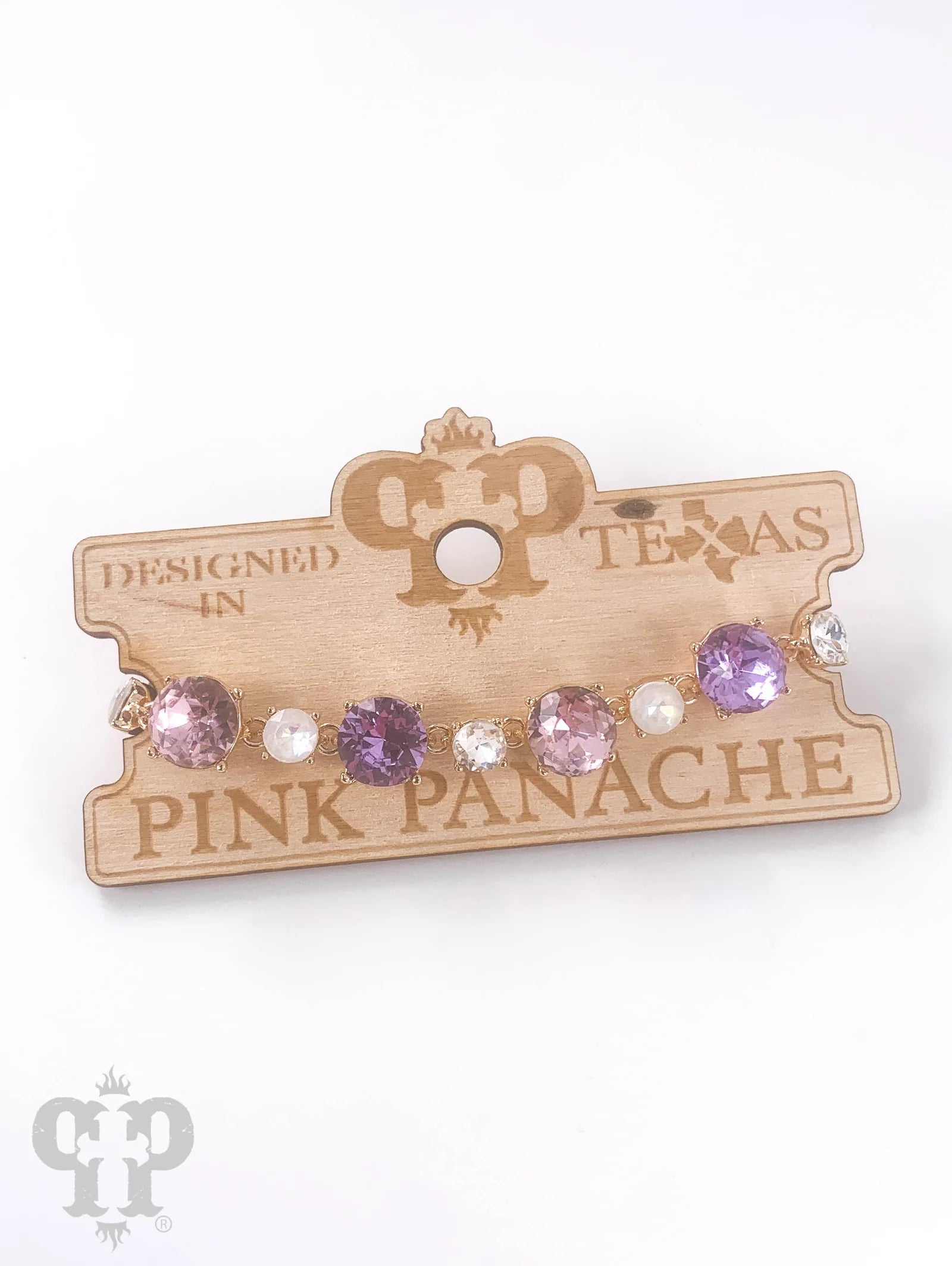 Pink Panache Purple & Crystal Rhinestone Bracelet-Bracelets-Pink Panache-Deja Nu Boutique, Women's Fashion Boutique in Lampasas, Texas