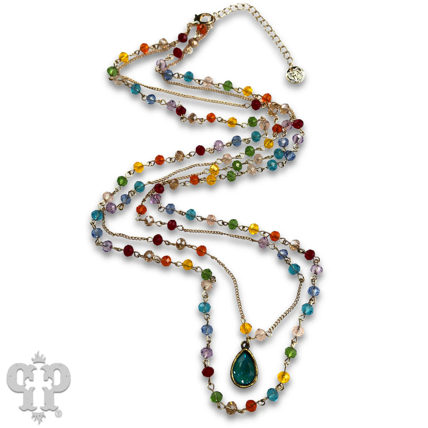 Pink Panache Rainbow Crystal Double Strand Necklace-Necklaces-Pink Panache-Deja Nu Boutique, Women's Fashion Boutique in Lampasas, Texas