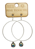 Pink Panache Silver Textured Circle Earring With Gray Drop Charm-Earrings-Pink Panache-Deja Nu Boutique, Women's Fashion Boutique in Lampasas, Texas