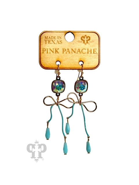 Pink Panache Wavy Blue Bow Earring-Earrings-Pink Panache-Deja Nu Boutique, Women's Fashion Boutique in Lampasas, Texas