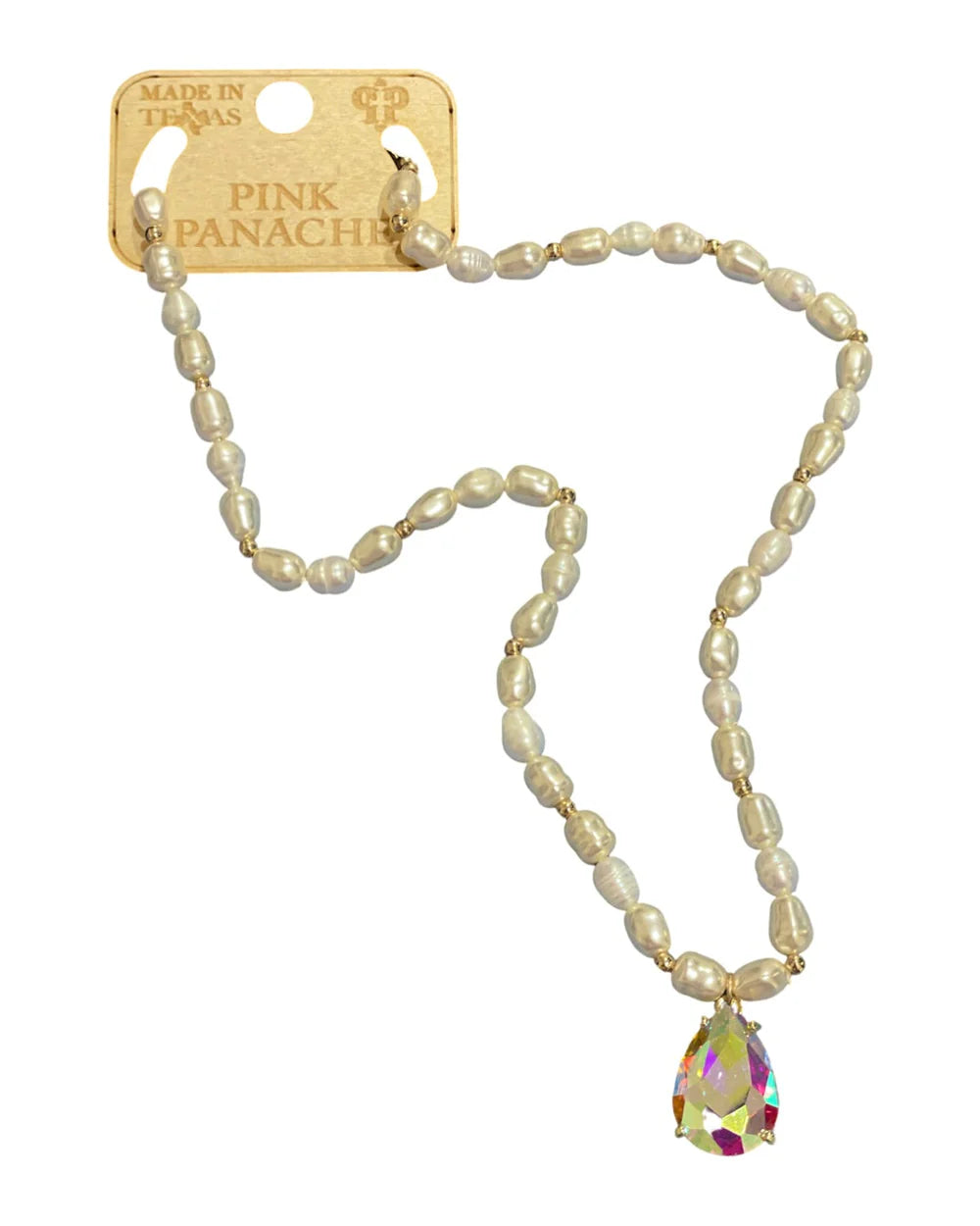 Pink Panache White Freshwater Pearl Necklace With Teardrop-Necklaces-Pink Panache-Deja Nu Boutique, Women's Fashion Boutique in Lampasas, Texas