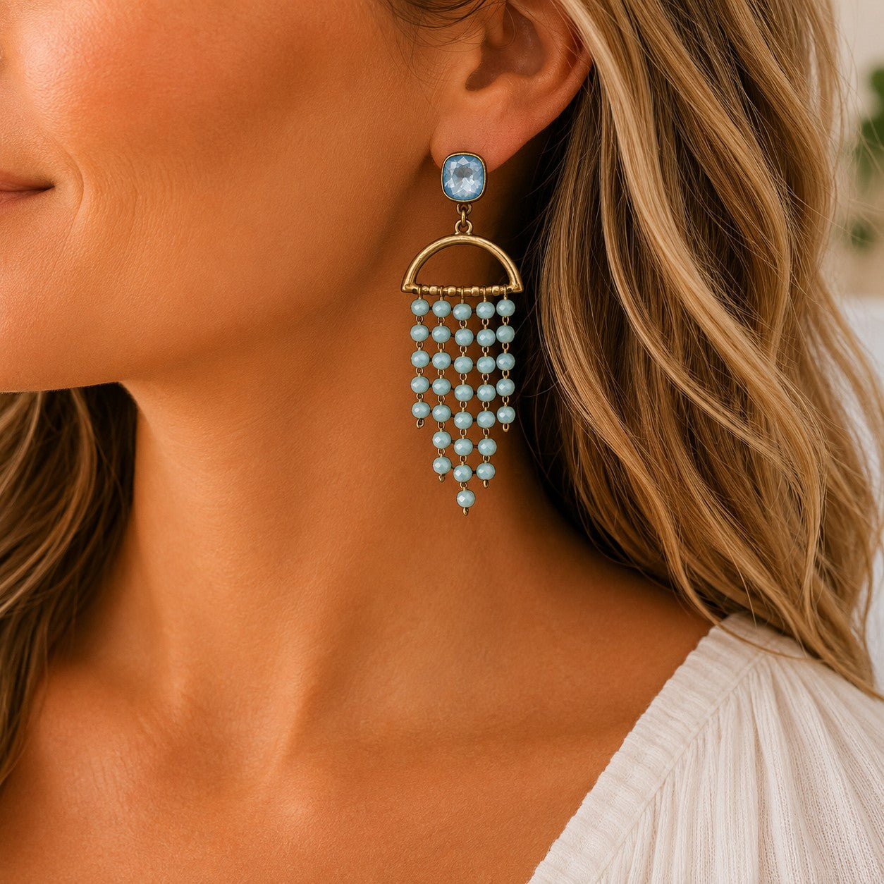 Pink Panache Waterfall Beaded Earrings with Austrian Crystal-Earrings-Pink Panache-Deja Nu Boutique, Women's Fashion Boutique in Lampasas, Texas