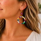Pink Panache Multi-Color Beaded Circle Earrings with Austrian Crystal-Earrings-Pink Panache-Deja Nu Boutique, Women's Fashion Boutique in Lampasas, Texas