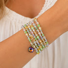 Pink Panache Spring Multi-Color Bead Bracelet with Austrian Crystal Charm-Bracelets-Pink Panache-Deja Nu Boutique, Women's Fashion Boutique in Lampasas, Texas