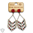 Pink Panache Red Crystal Chevron Rhinestone Earrings-Earrings-Pink Panache-Deja Nu Boutique, Women's Fashion Boutique in Lampasas, Texas