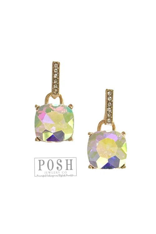 Posh By Pink Panache AB Rhinestone Drop Earring-Earrings-Posh Jewelry Co.-Deja Nu Boutique, Women's Fashion Boutique in Lampasas, Texas