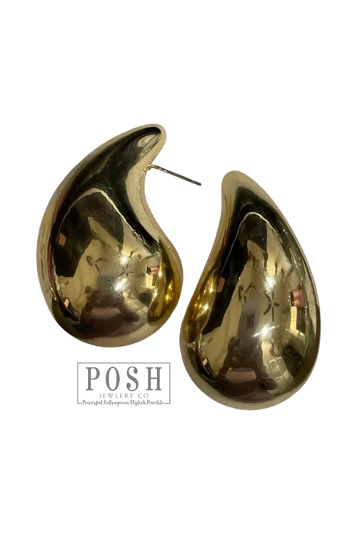 Posh By Pink Panache Large Raindrop Earring In Gold-Earrings-Posh Jewelry Co.-Deja Nu Boutique, Women's Fashion Boutique in Lampasas, Texas