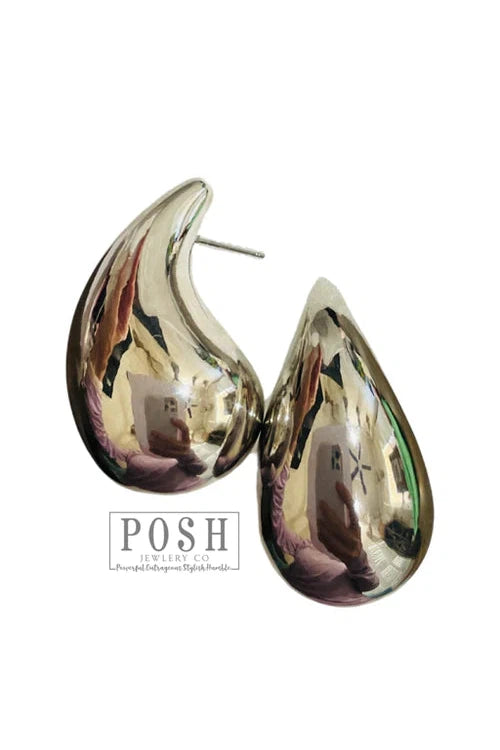 Posh By Pink Panache Large Raindrop Earring In Silver-Earrings-Posh Jewelry Co.-Deja Nu Boutique, Women's Fashion Boutique in Lampasas, Texas