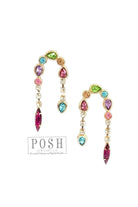 Posh By Pink Panache Multi Colored Rhinestone Arch Earring-Earrings-Posh Jewelry Co.-Deja Nu Boutique, Women's Fashion Boutique in Lampasas, Texas