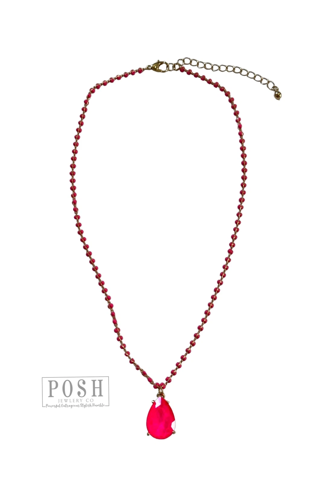 Posh By Pink Panache Neon Fuchsia Necklace With Large Fuchsia Pendant-Necklaces-Posh Jewelry Co.-Deja Nu Boutique, Women's Fashion Boutique in Lampasas, Texas