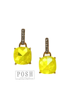 Posh By Pink Panache Neon Yellow Rhinestone Drop Earring-Earrings-Posh Jewelry Co.-Deja Nu Boutique, Women's Fashion Boutique in Lampasas, Texas