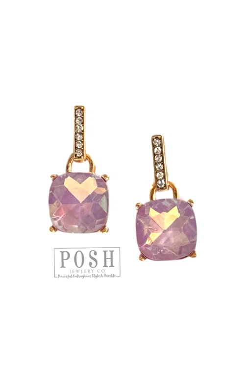 Posh By Pink Panache Purple Rhinestone Drop Earring-Earrings-Posh Jewelry Co.-Deja Nu Boutique, Women's Fashion Boutique in Lampasas, Texas