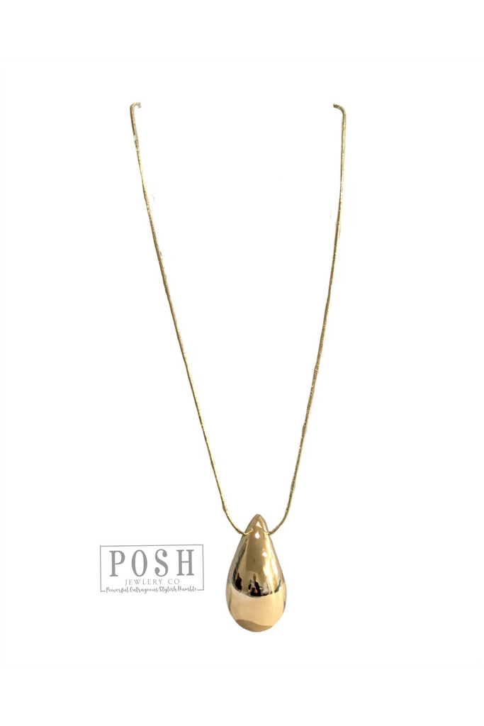 Posh By Pink Panache Raindrop Pendant Necklace In Gold-Necklaces-Posh Jewelry Co.-Deja Nu Boutique, Women's Fashion Boutique in Lampasas, Texas