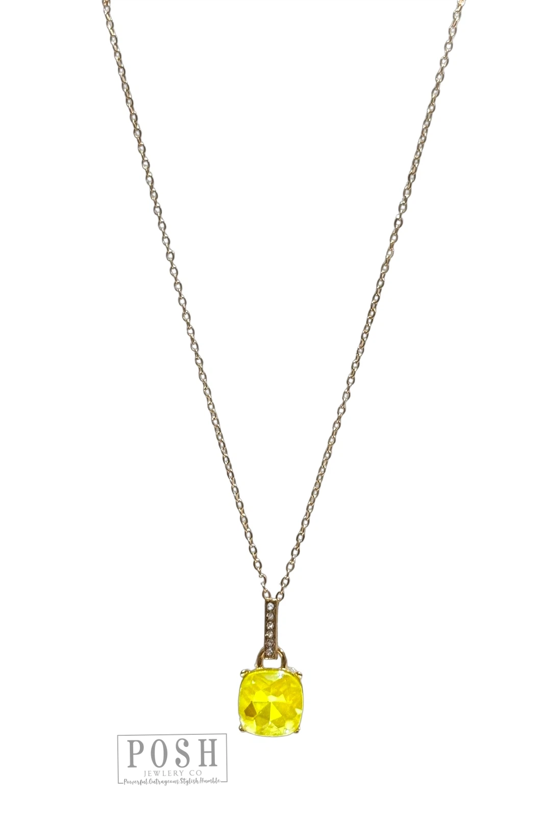 Posh By Pink Panache Yellow Necklace With Large AB Yellow Pendant-Necklaces-Posh Jewelry Co.-Deja Nu Boutique, Women's Fashion Boutique in Lampasas, Texas