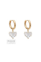 Posh Jewelry Co. Pave Rose Gold Heart Drop Earring-Earrings-Posh Jewelry Co.-Deja Nu Boutique, Women's Fashion Boutique in Lampasas, Texas