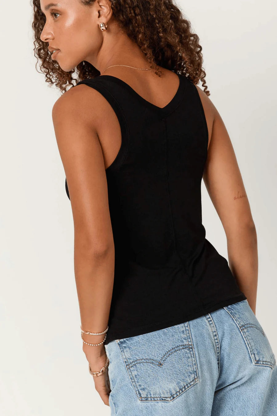 Project Social T Lona V-Neck Tank – Black & Bittersweet Red-tank-Project Social T-Deja Nu Boutique, Women's Fashion Boutique in Lampasas, Texas