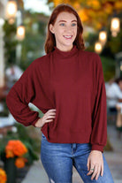 Project Social T Becca Cozy Rib Funnel Neck Top In Spiced Copper-Tops-Project Social T-Deja Nu Boutique, Women's Fashion Boutique in Lampasas, Texas