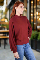 Project Social T Becca Cozy Rib Funnel Neck Top In Spiced Copper-Tops-Project Social T-Deja Nu Boutique, Women's Fashion Boutique in Lampasas, Texas