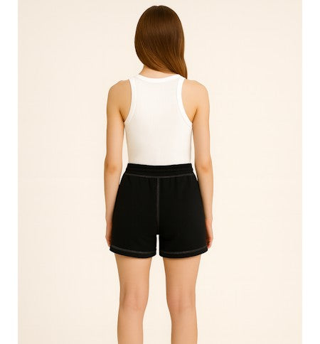 Project Social T Greene Contrast Stitch Short in Black-Shorts-Project Social T-Deja Nu Boutique, Women's Fashion Boutique in Lampasas, Texas