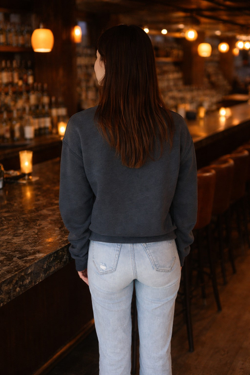 Project Social T Happy Hour/ Hungover Reversible Sweatshirt In Dark Knight-sweatshirt-Project Social T-Deja Nu Boutique, Women's Fashion Boutique in Lampasas, Texas