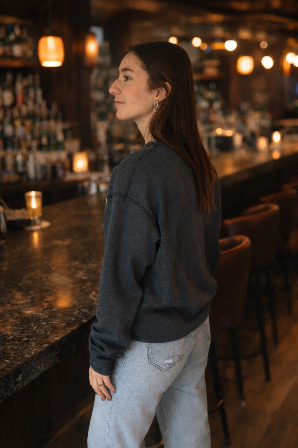 Project Social T Happy Hour/ Hungover Reversible Sweatshirt In Dark Knight-sweatshirt-Project Social T-Deja Nu Boutique, Women's Fashion Boutique in Lampasas, Texas