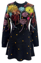 QUEEN OF SPARKLES Black Multi Rainbow Firework Jeweled Sweater Dress-Dresses-Queen Of Sparkles-Deja Nu Boutique, Women's Fashion Boutique in Lampasas, Texas