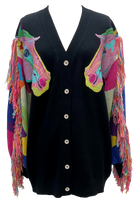 Queen Of Sparkles Black Fringe Rainbow Horse Heads Cardigan/Dress-Sweaters-Queen Of Sparkles-Deja Nu Boutique, Women's Fashion Boutique in Lampasas, Texas