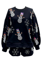 Queen Of Sparkles Black Pearl Snowmen Sweatshirt-Sweaters-Queen Of Sparkles-Deja Nu Boutique, Women's Fashion Boutique in Lampasas, Texas