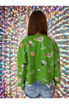 Queen Of Sparkles Green Multi Martini Glass Sweatshirt-Tops-Queen Of Sparkles-Deja Nu Boutique, Women's Fashion Boutique in Lampasas, Texas