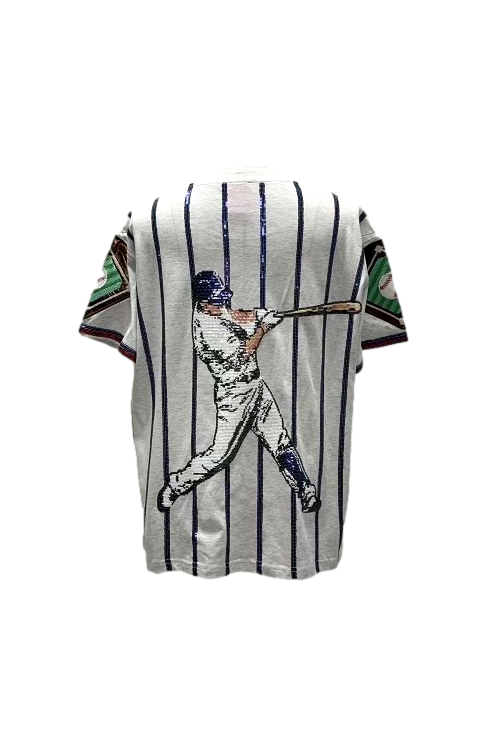 Queen Of Sparkles Grey & Royal Strike Out Tee-Tops-Queen Of Sparkles-Deja Nu Boutique, Women's Fashion Boutique in Lampasas, Texas