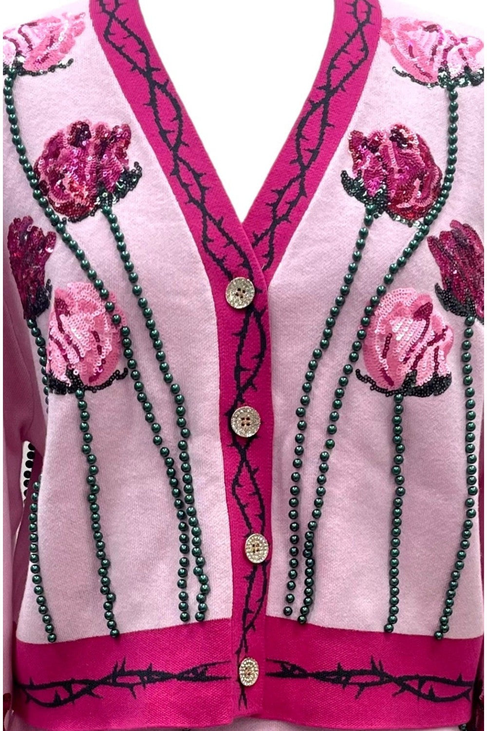 Queen Of Sparkles Light Pink Long Stem Rose Cardigan-Cardigans & Kimonos-Queen Of Sparkles-Deja Nu Boutique, Women's Fashion Boutique in Lampasas, Texas