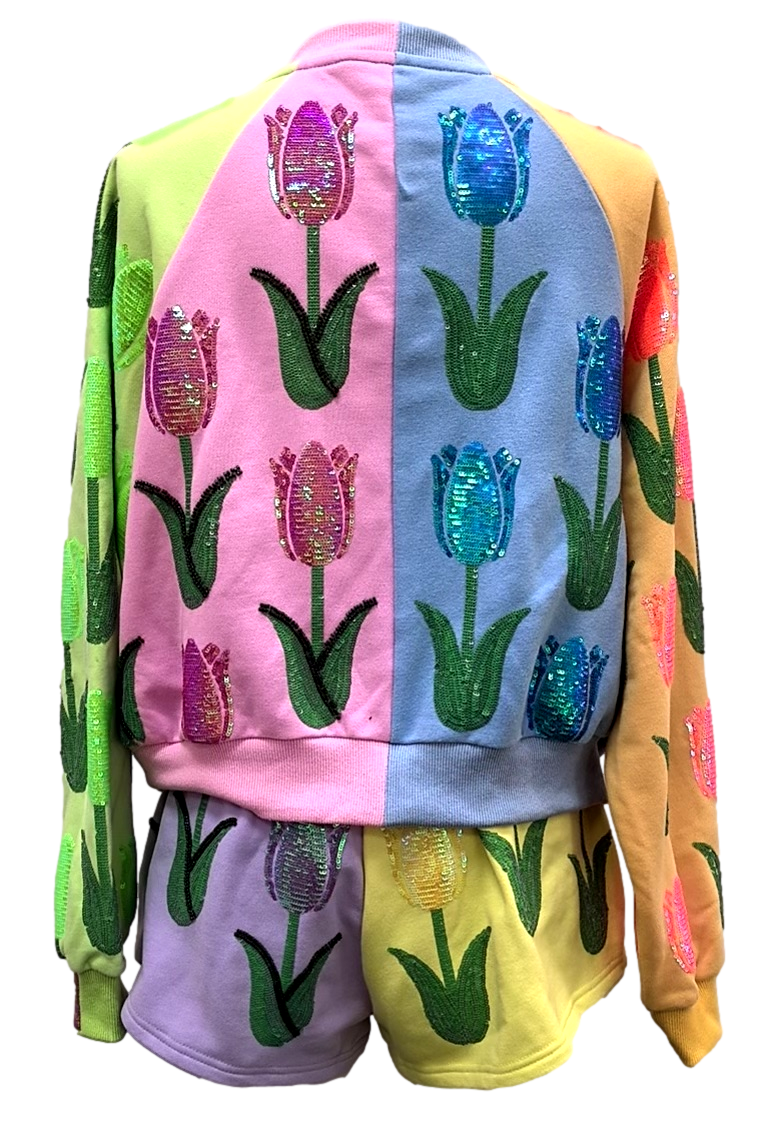 Queen Of Sparkles Neon Colorblock Tulip Sweatshirt-Tops-Queen Of Sparkles-Deja Nu Boutique, Women's Fashion Boutique in Lampasas, Texas