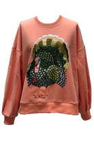 Queen Of Sparkles Peach Big Turkey Sweatshirt-Sweaters-Queen Of Sparkles-Deja Nu Boutique, Women's Fashion Boutique in Lampasas, Texas