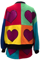 Queen Of Sparkles Rainbow Colorblock Rhinestone Heart Sweatshirt-Tops-Queen Of Sparkles-Deja Nu Boutique, Women's Fashion Boutique in Lampasas, Texas