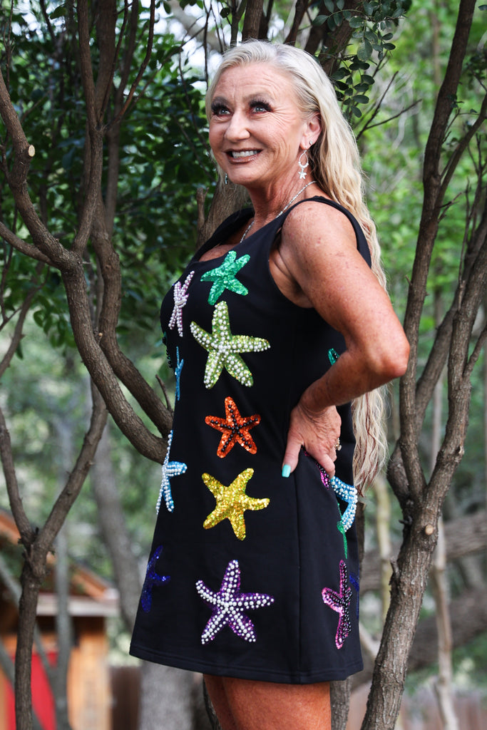 Queen Of Sparkles Starfish Tank Dress-Short Dresses-Queen Of Sparkles-Deja Nu Boutique, Women's Fashion Boutique in Lampasas, Texas