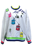 Queen Of Sparkles White Ski Lift On Gondola Sweatshirt-Sweaters-Queen Of Sparkles-Deja Nu Boutique, Women's Fashion Boutique in Lampasas, Texas