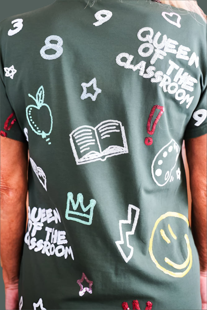 Queen Of Sparkles Dark Green Queen of The Classroom Midi Tee Dress-Maxi Dresses-Queen Of Sparkles-Deja Nu Boutique, Women's Fashion Boutique in Lampasas, Texas